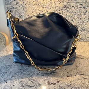 Jimmy Choo Black Hobo Bag with Gold Chain